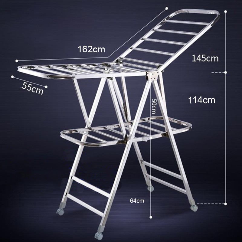 Giàn phơi, kệ phơi đồ Inox xếp gọn có bánh xe GP818ABX- Chính hãng NIKITA