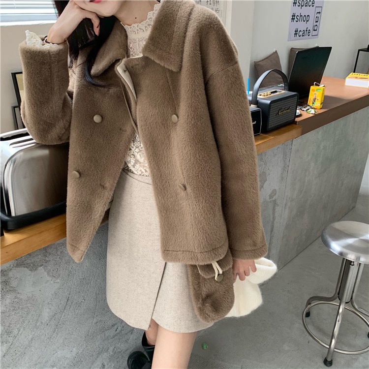 Áo khoác nỉ bông dáng ngắn 2 hàng cúc phong cách hàn quốc thu đông 2021 - Uri86 | BigBuy360 - bigbuy360.vn