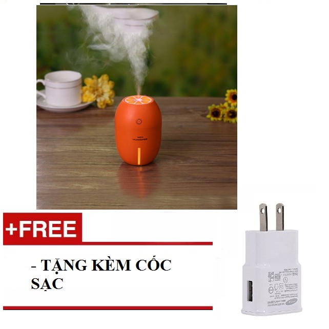 Máy xông tinh dầu Lemon Humidifer giúp thư giãn và đuổi muỗi (Màu cam) - TẶNG KÈM CỐC SẠC