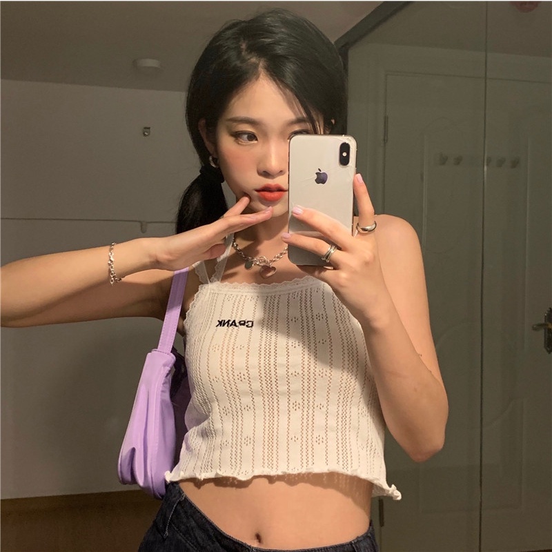 HUANG YOYO Croptop Áo Lửng Không Tay Thời Trang Dành Cho Nữ