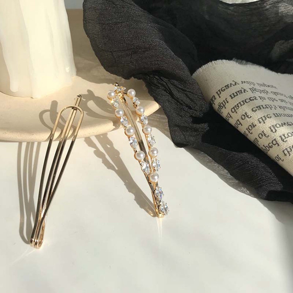 Kẹp tóc kim loại đính ngọc trai nhân tạo thời trang cho nữ