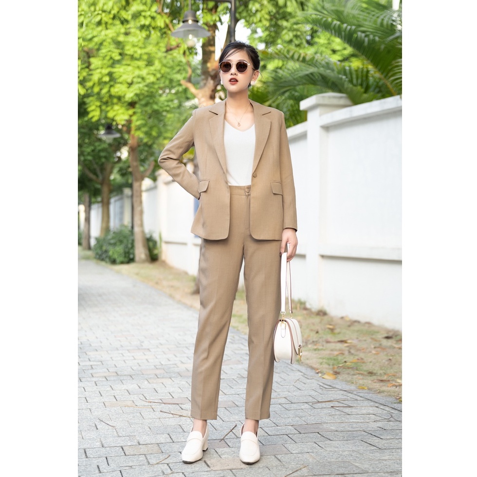 Sét áo vest cổ K một cúc trước 05