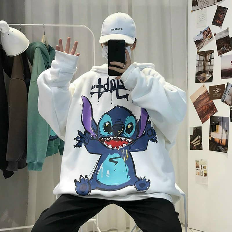[Kèm hình thật] Áo hoodie Stitch nỉ hoodie cartoon unisex cryaotic10