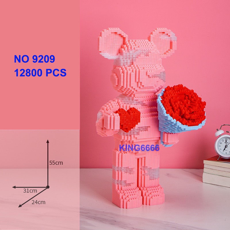 Le.go Gấu Bearbrick 55cm Đồ chơi lắp ráp mô hình cỡ lớn Hàng Đẹp bear bricK tặng búa và đèn