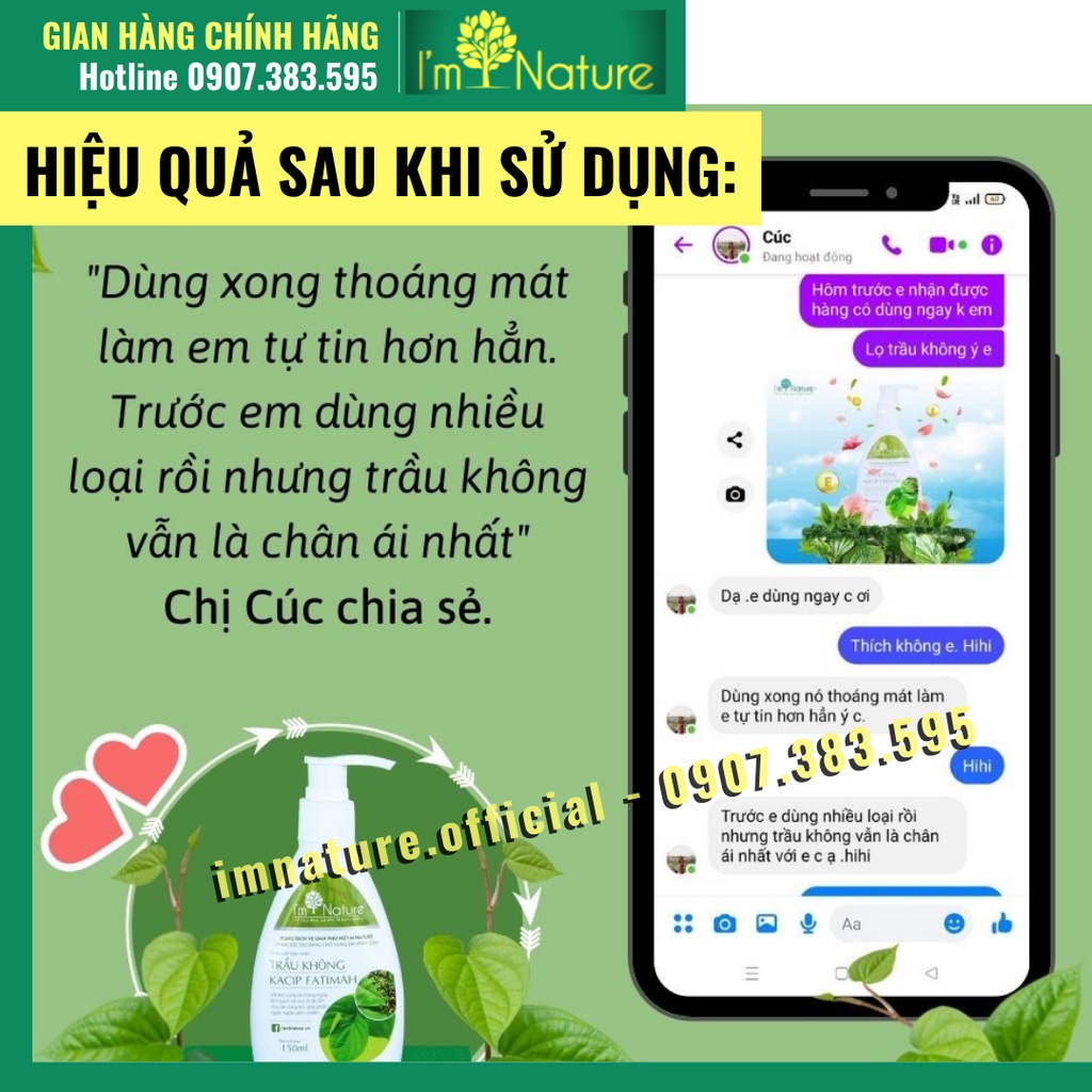 Dung Dịch Vệ Sinh Phụ Nữ Trầu Không I'm Nature Kacip Fatimah 150ml Chính Hãng