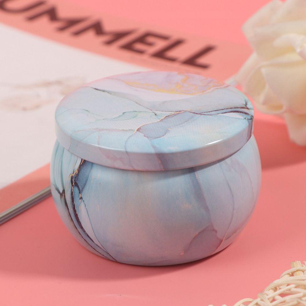 Hộp Thiếc Mini 2.2 OZ Họa Tiết Vân Đá Cẩm Thạch Phong Cách Nhật Bản Đựng Nến / Đồ Ăn Vặt