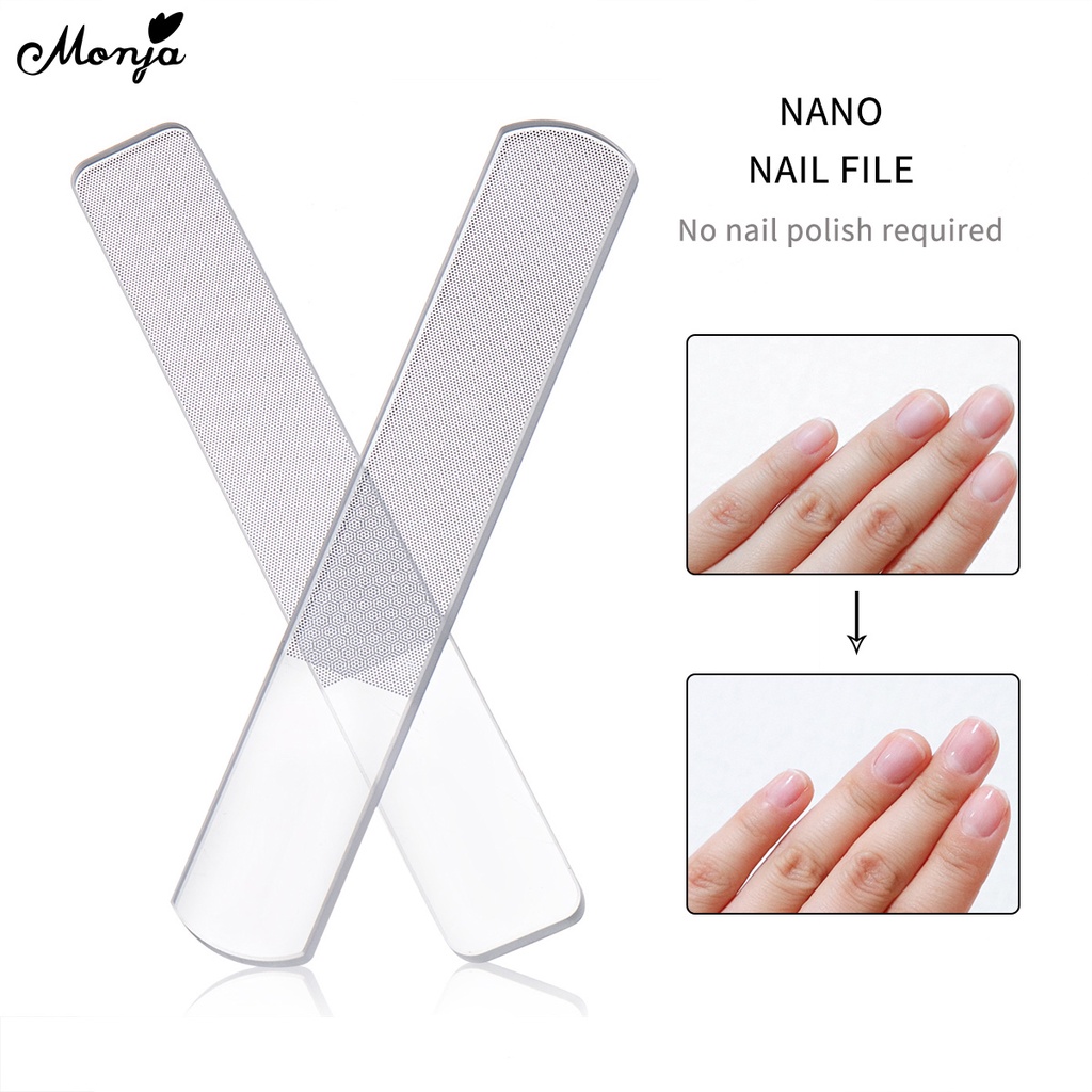 MONJA Bộ 1 / 10 Cây Dũa Móng Tay / Kính Nhám Nano Bằng Acrylic DIY