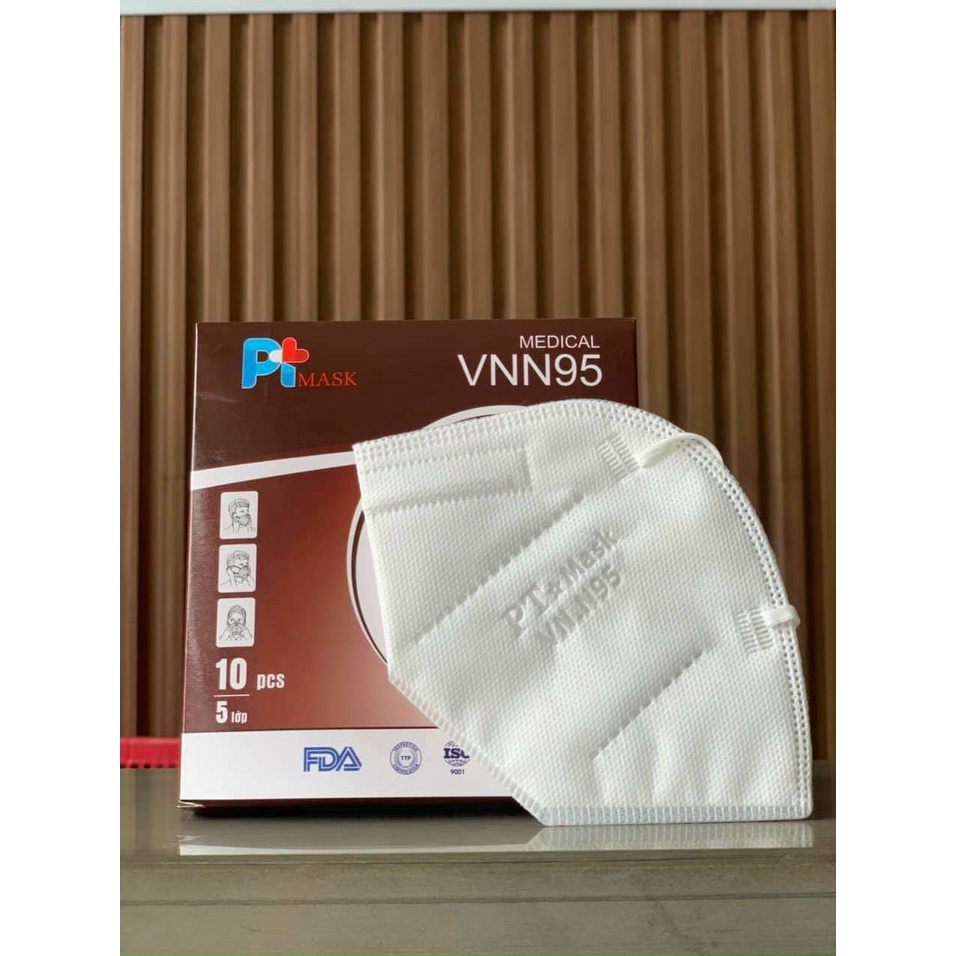 1 hộp Khẩu Trang 3D _ PT Mask VNN95 (Không Van) VT0694 _ 5 lớp chống bụi mịn PM 2.5 sẵn hàng màu trắng bảo vệ sức khỏe