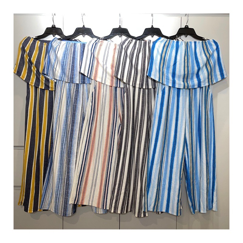 Jumpsuit Sọc Bèo Ống Cúp Ngực Bo Chun BEBOP 