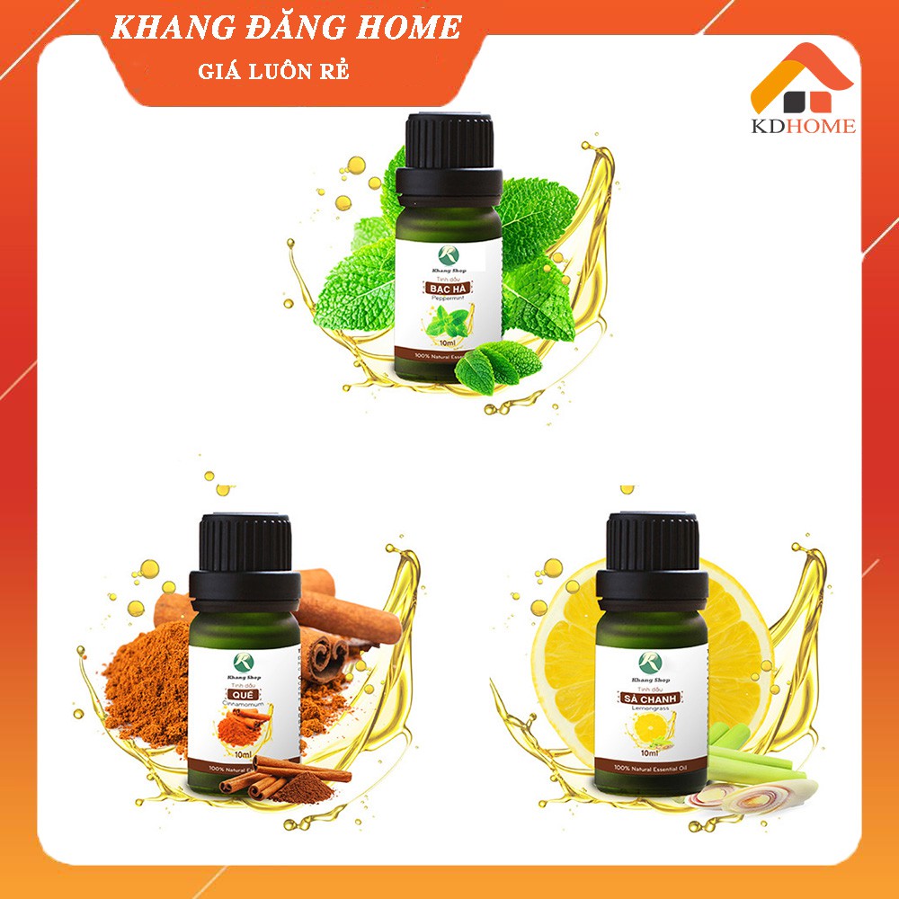 [RẺ VÔ ĐỊCH] Combo 3 lọ tinh dầu xông phòng 10ml các mùi (Sả chanh, quế, bạc hà)