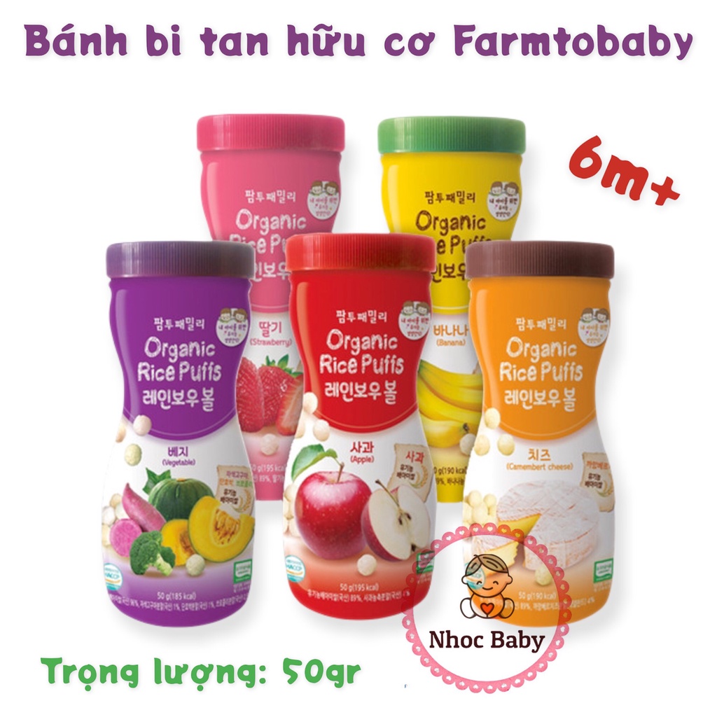 Farm to Baby Bánh ăn dặm bi tan hữu cơ cho bé 6m+ lọ 50g