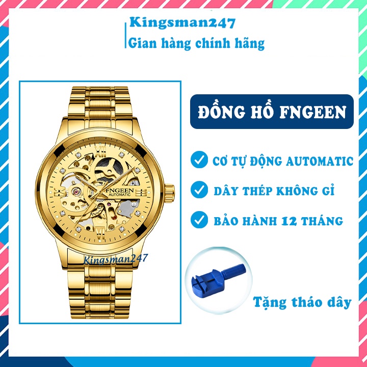 Đồng hồ cơ nam chính hãng Fngeen 6018 lộ máy automatic tự động, dây thép không gỉ cao cấp đẹp giá rẻ [Tặng tháo dây] | BigBuy360 - bigbuy360.vn