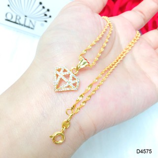 Dây chuyền nữ dạng xoắn mặt hình kim cương đính đá bền màu thiết kế cao cấp Orin D4575