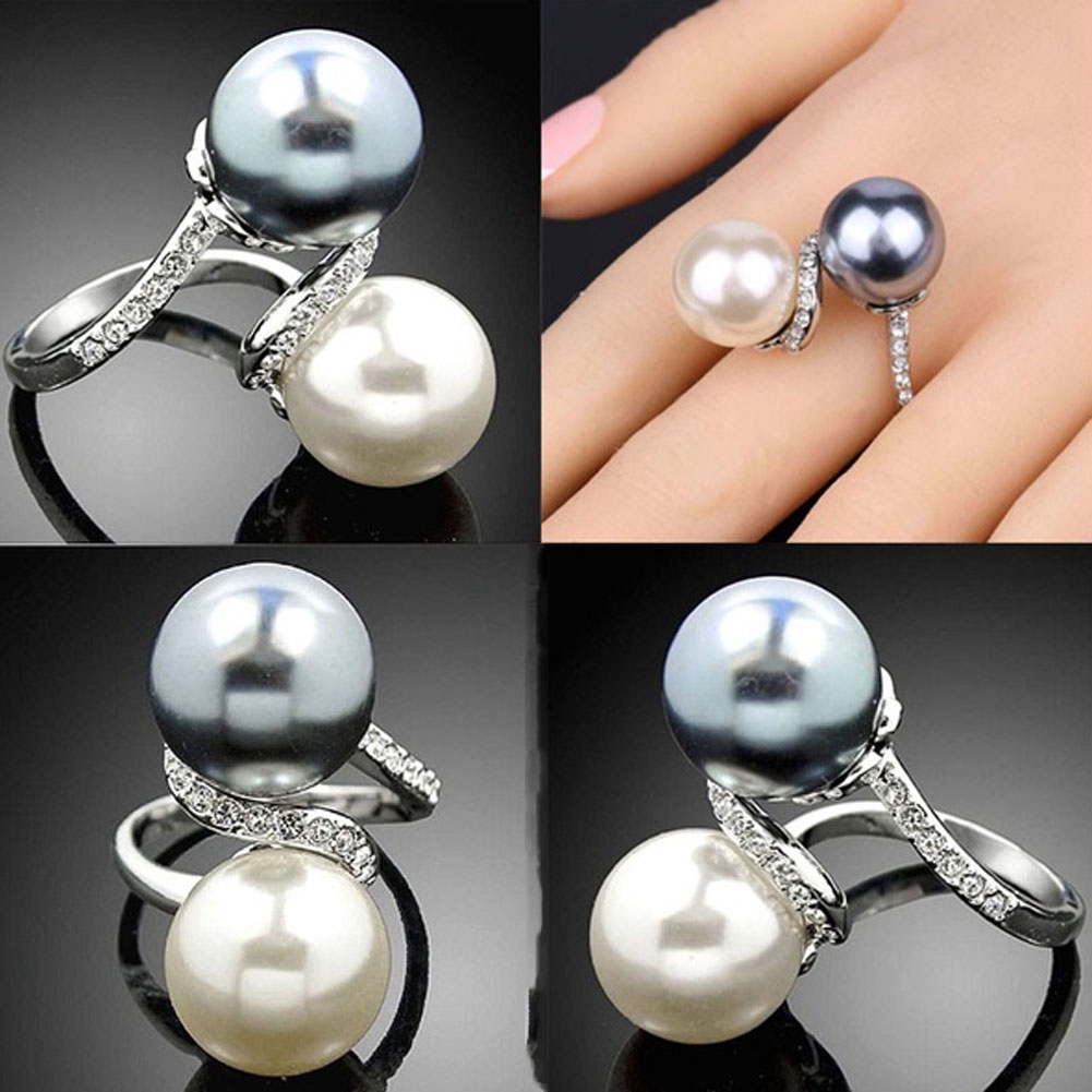 Nhẫn hợp kim đính ngọc trai nhân tạo phong cách vintage xinh xắn cho nữ