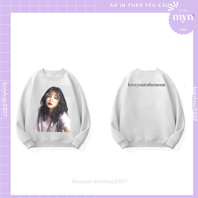 Áo Sweater Trắng In Hình Theo Yêu Cầu, Áo Sweater In Hình Cá Nhân