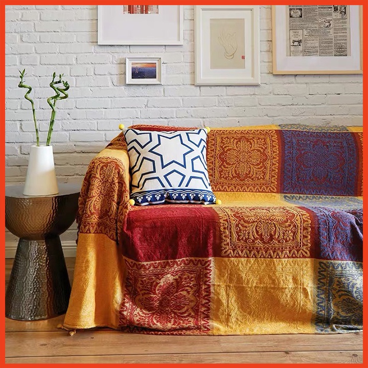 Khăn phủ Sofa, Thảm thổ cẩm vintage trang trí phòng khách kích thước 1m5x1m9