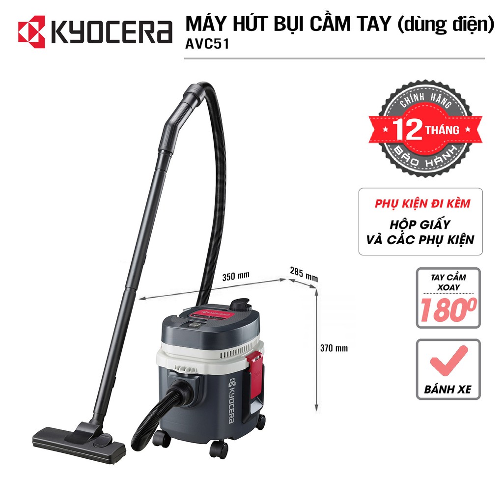 Máy hút bụi khô và ướt điện 1050W KYOCERA - AVC51 (Kèm Linh kiện khác)