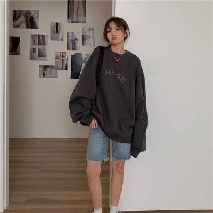 Áo Sweater Dáng Rộng In Chữ Phong Cách Hàn Quốc Thời Trang Cho Nữ | BigBuy360 - bigbuy360.vn