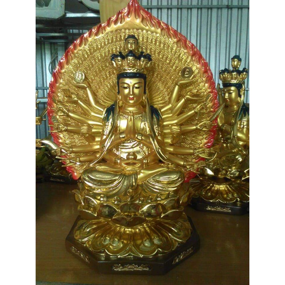 Tượng Bồ Tát Thiên Thủ Thiên Nhãn Ngàn Mắt Ngàn Tay - cao 35cm – Màu Vàng