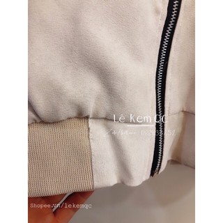 áo khoác bomber logo phối sọc da lộn