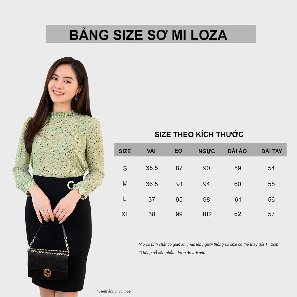 Áo sơ mi tay dài hoa nhí cổ bèo LOZA LS01103