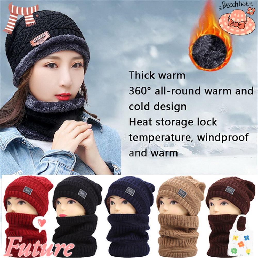 Mũ beanie Kết Hợp Khăn Choàng Mềm Mại Giữ Ấm Thời Trang Cho Nam Nữ