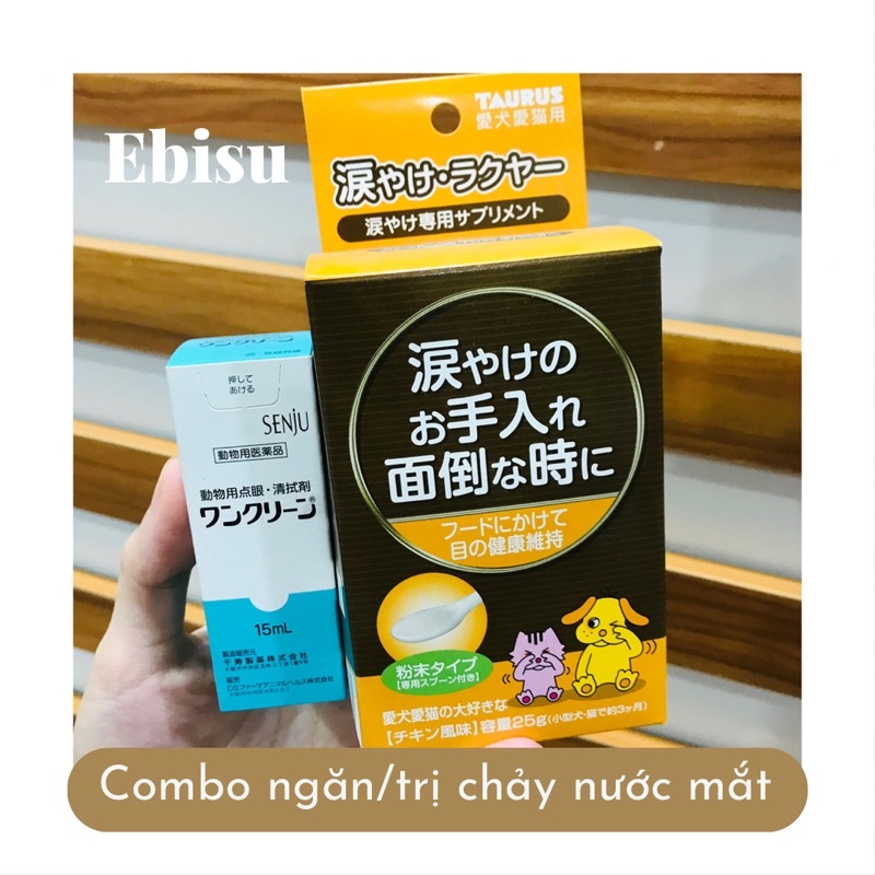 Nhỏ mắt + bột chảy nước mắt sống trên CHÓ MÈO