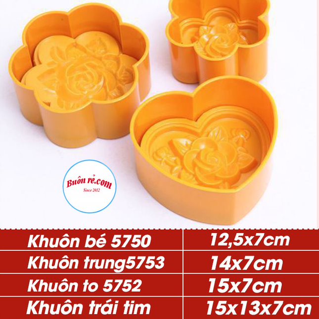 Khuôn xôi nhựa hình hoa / hình trái tim - Khuôn bánh ngọt trang trí nhựa Việt Nhật 01406 (MS: 5750-5752-5753-5763)