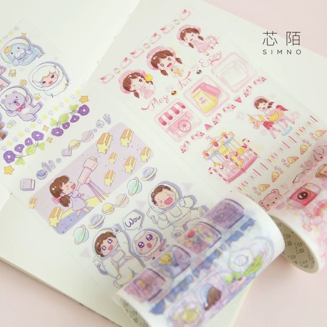 Cuộn washi tape rộng 7.5cm siêu dễ thương