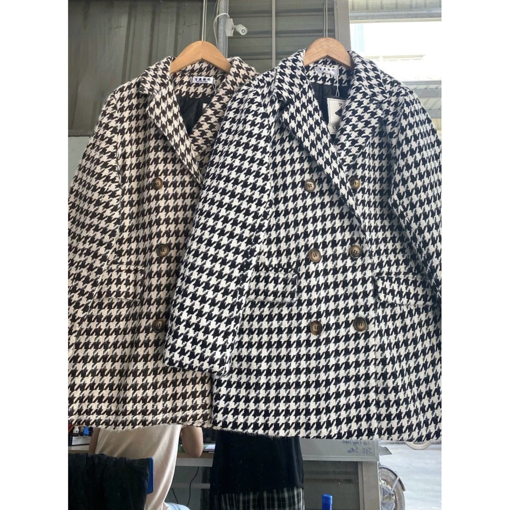 (Ảnh thật) Áo khoác dạ kẻ ziczac chần phao oversize the.sweaterweather TSW | BigBuy360 - bigbuy360.vn