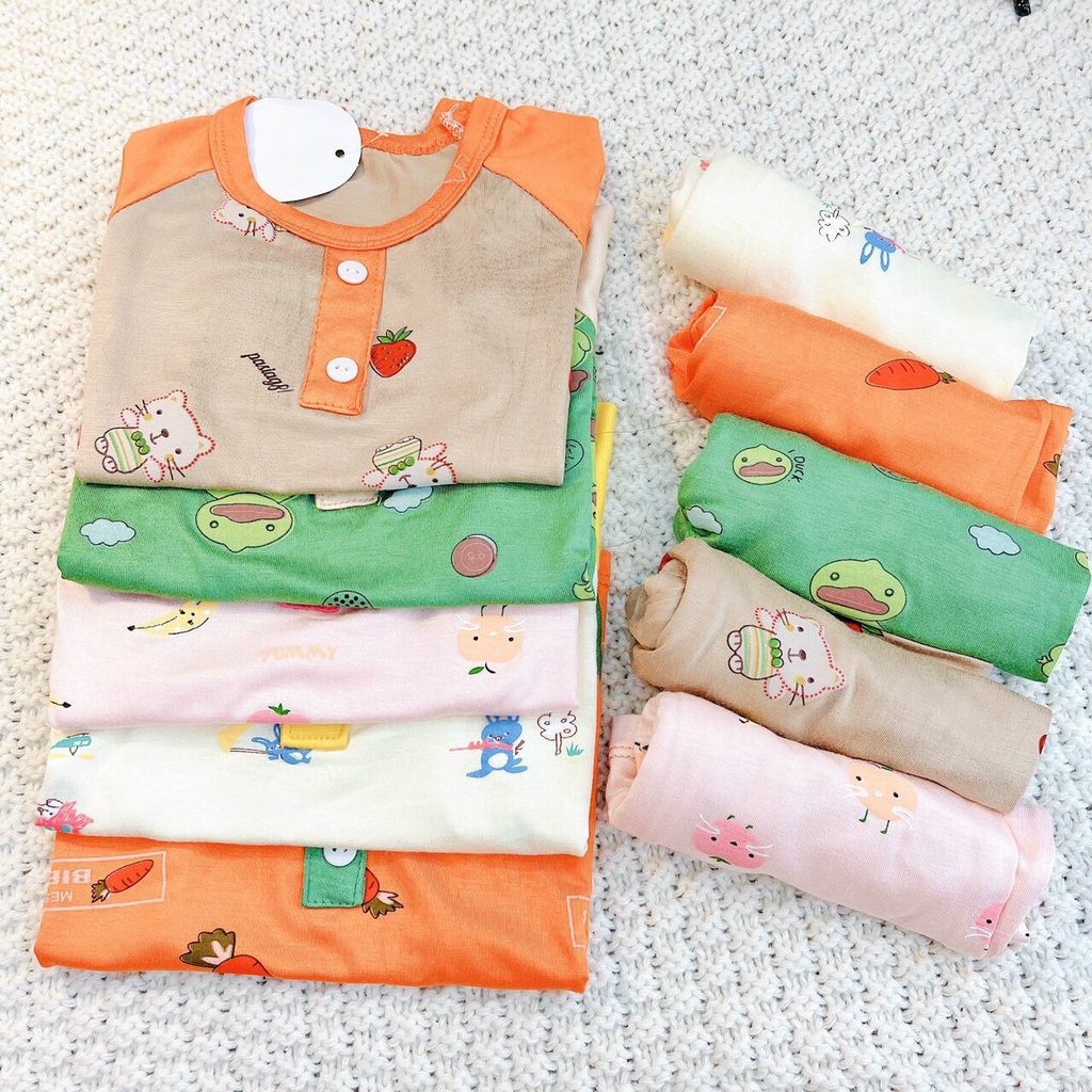 Bộ Cộc Tay Thun Cotton Minky Mon Loại Đẹp Cho Bé