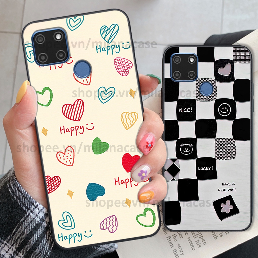 Ốp Realme C12 / C15 in hình caro trái tim siêu đẹp, siêu nét đầy phong cách cá tính