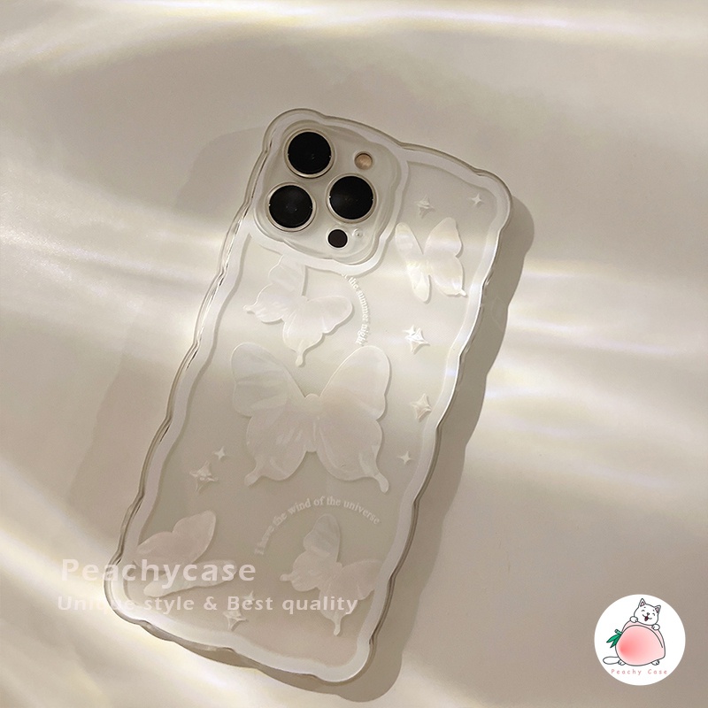 Ốp Điện Thoại TPU Mềm Trong Suốt Viền Gợn Sóng Hình Bướm Cho iPhone 13 Mini 12 Pro Max 11 Xr Xs Max X 7 8 Plus 12Mini