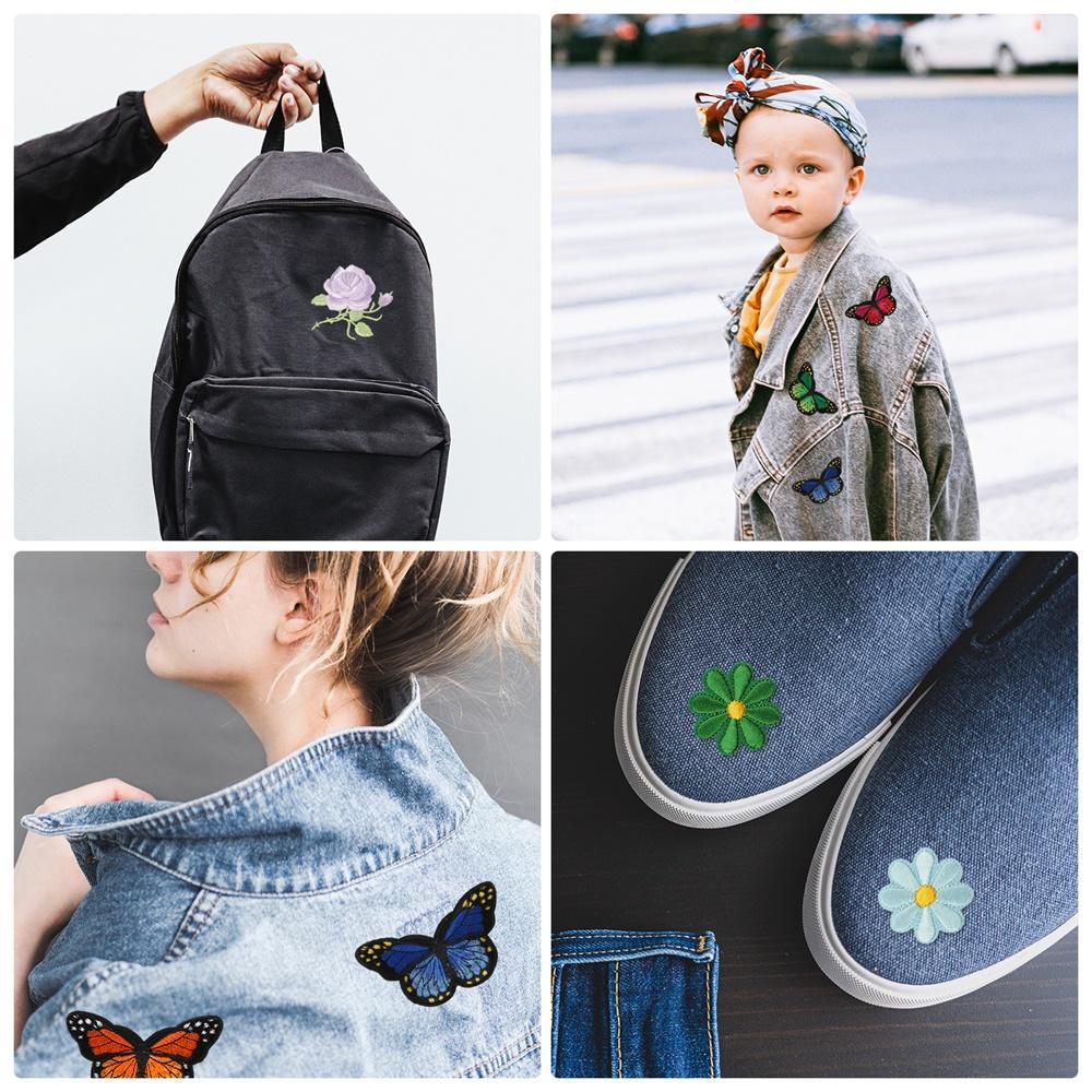 Miếng Vá Ủi Lên Ba Lô / Áo Khoác / Quần Jean Họa Tiết Bươm Bướm / Hoa