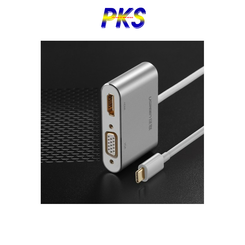 Cáp Chuyển USB Type C To HDMI Và VGA Chính Hãng Ugreen 50317 Vỏ Nhôm