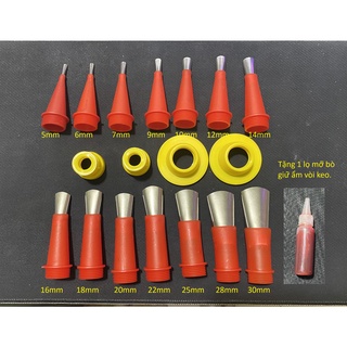 Bộ đầu vòi đi keo inox 19 chi tiết, Bộ vòi đi keo inox chống mài mòn, Dùng cho bắn keo Silicone, keo túi.