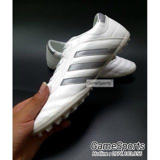 [ RẺ VÔ ĐỊCH ] Giầy đá bóng phủi 3 sọc CT3 màu trắng sọc bạc ( giầy đá banh phủi đế TF )