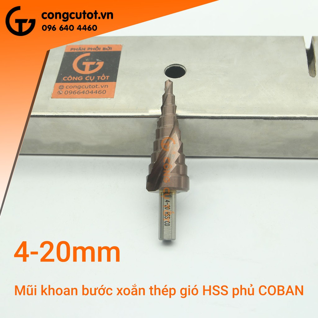 Mũi khoan bước xoắn thép gió M35 chuôi tròn vát phủ Coban