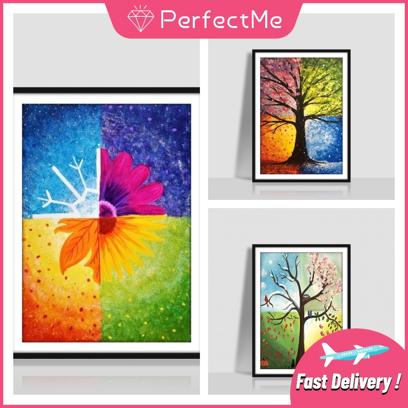 Bộ tranh đính đá 5D họa tiết cây bốn mùa độc đáo kích thước 30x40cm DIY dùng trang trí