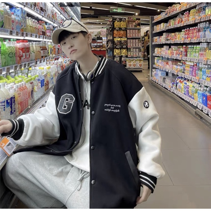 Áo Khoác bomber áo varsity jacket chống lạnh Xanh Thời Trang Cá Tính Năng Động Bụi Bặm Unisex- AQ STORE