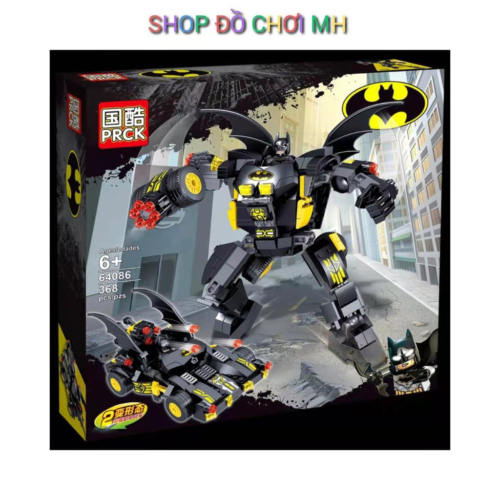 đồ chơi lego xếp hình lắp ráp prck 64086-người máy betmen biến hình chiến xa 2 in 1
