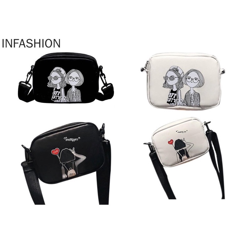 Túi Đeo Chéo Hình Cô Gái, Túi Xách Nữ Phong Cách Hàn Quốc