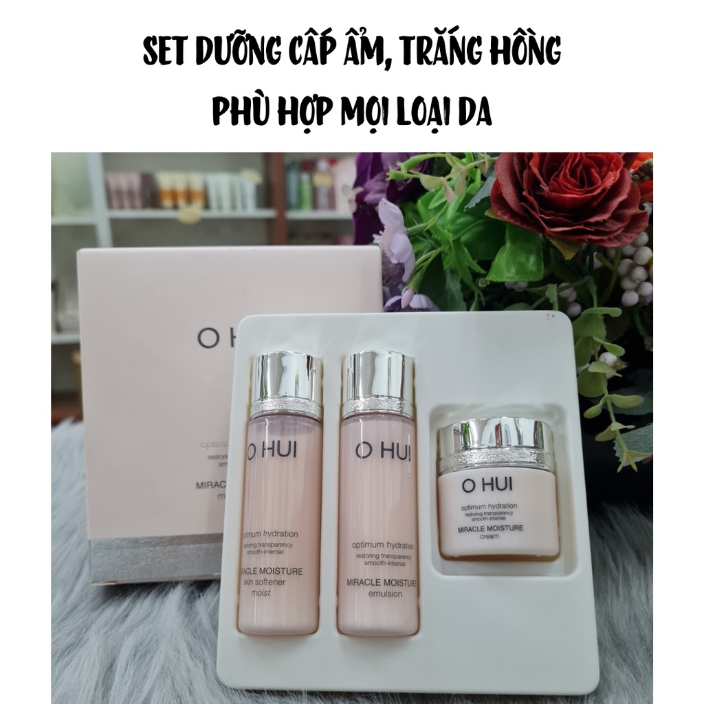 Set dưỡng cấp ẩm trắng hồng Ohui mini 3 sản phẩm Ohui miracle moisture