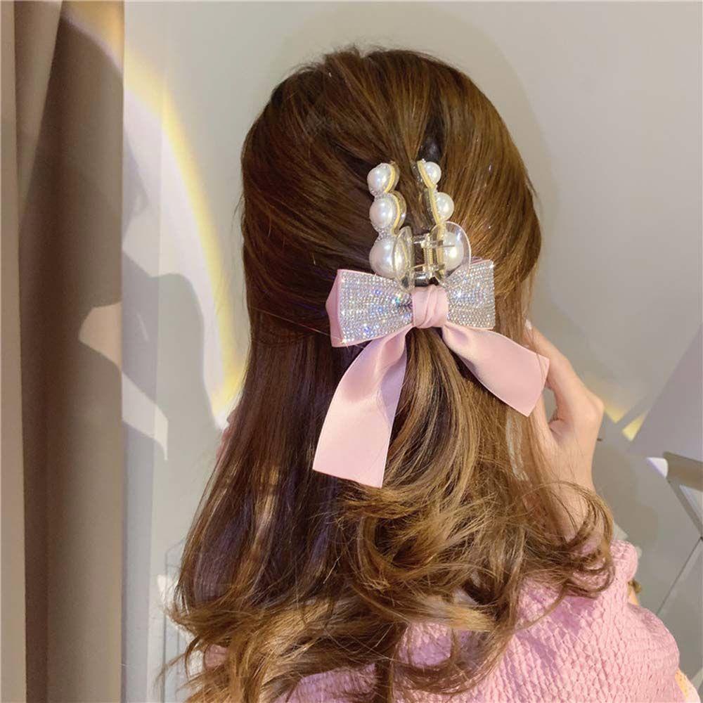 Kẹp Tóc Hình Nơ Màu Đen / Hồng Ngọt Ngào Thời Trang