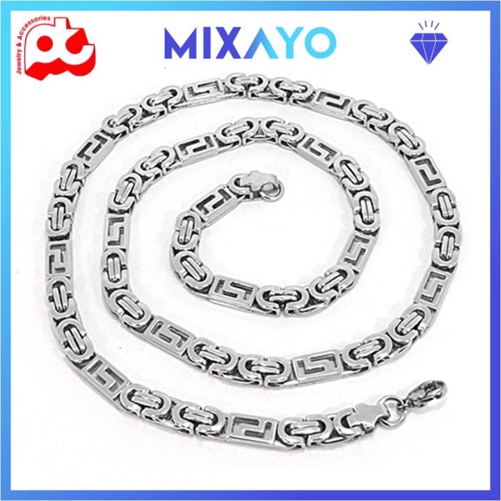 Dây chuyền xoắn nam titan cao cấp đẹp sang trọng inox thép không gỉ MIXAYO kích cỡ 8mm màu trắng PTDCNA45