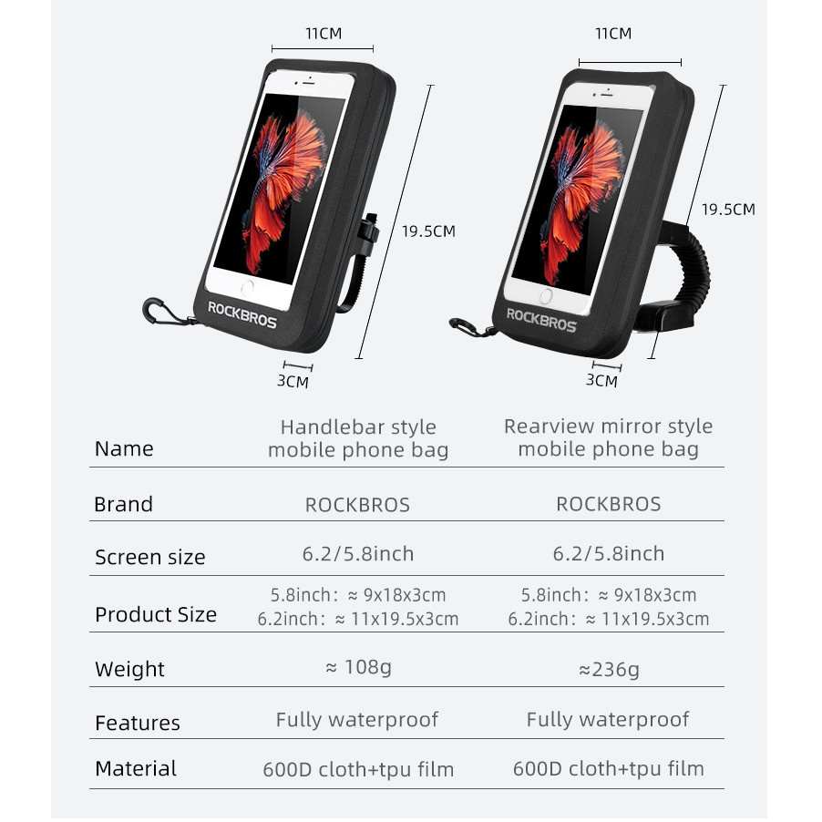 Rockbros Túi Đựng Điện Thoại Chống Thấm Nước Gắn Xe Đạp Tiện Lợi