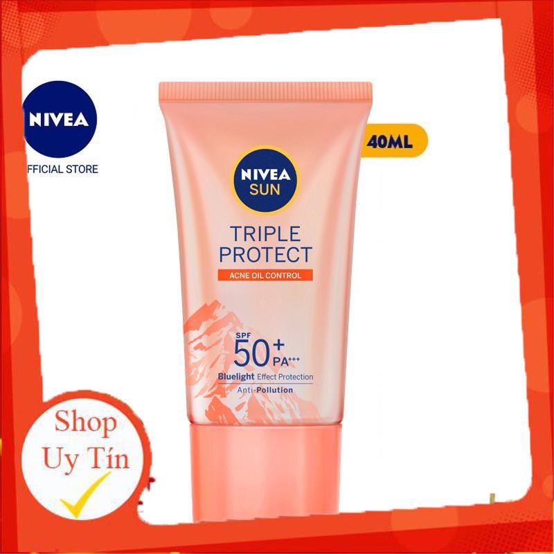 Kem Chống Nắng Dưỡng Da Kiểm Soát Nhờn Mụn NIVEA SUN Triple Protect Acne Oil Control SPF50+ PA+++ 40ML - 85545