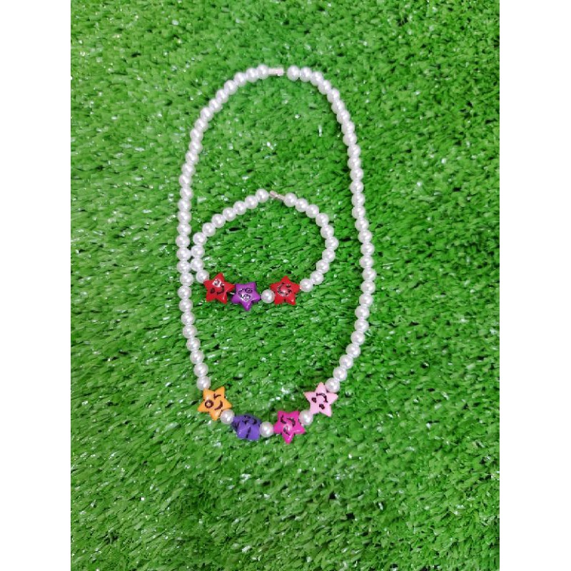 Combo bộ dây chuyền và lắc tay giả ngọc trai cho bé nhiều màu