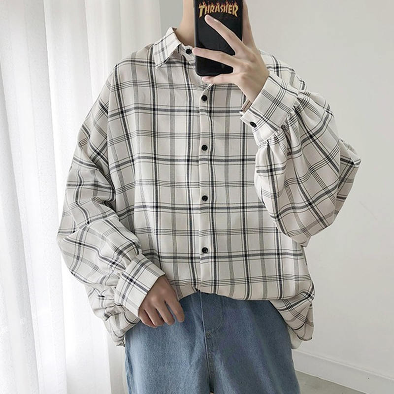 Áo Sơ Mi Caro Dáng Rộng Thời Trang Cho Nam S-3Xl