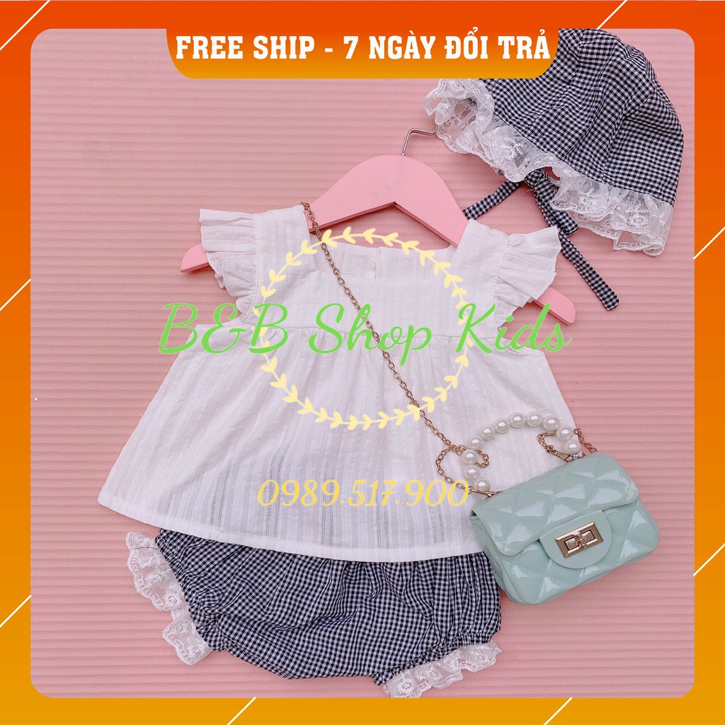 Quần Áo Cho Bé Gái 💖 𝘍𝘳𝘦𝘦𝘴𝘩𝘪𝘱 + Tặng Kèm Mũ 💖 Sét Bộ Đồ 3 Chi Tiết Cho Bé Gái Body Suit - B&B SHOP KIDS